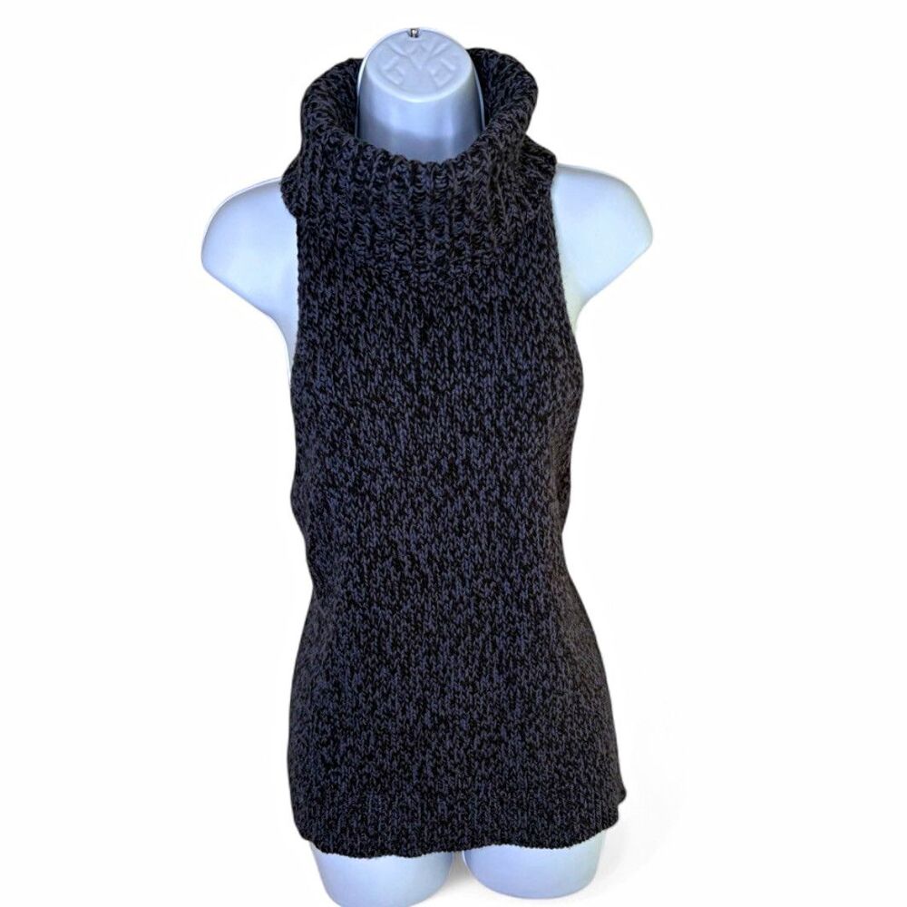 Madewell Black/Gray Knit Sleeveless Turtleneck Pullover Sweater Size M